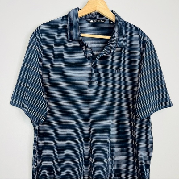 Travis Mathew Navy Striped Pima Soft Performance Polo L - Picture 2 of 6